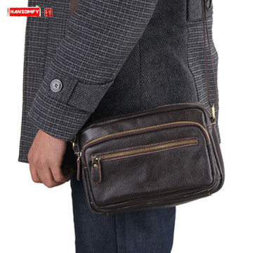 Genuine Leather Men's Bag Fashion Tide New Leather Male Shoulder Messenger Bag Leisure Sports Small Crossbody Bags Vintage Soft