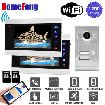Homefong 7 Inch Wifi Video Door Phone Apartment Video Intercom System Doorbell With 2 Button IP Wireless Access Control System