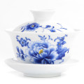 Garden Pastrol Gaiwan Porcelain Jingdezhen Sancai Cover Bowl Blue and White Ceramic Bird Tea Bowl Fish Tea Tureen Accessories