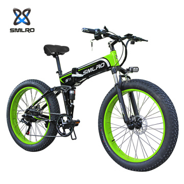 SMLRO S11F2 26 Inch Spoke Wheel Electric Fat Bikes 1000W 48V 13AH Bicycle Ebike Offroad Mountain E Bike Foldable Motorcycle Mtb