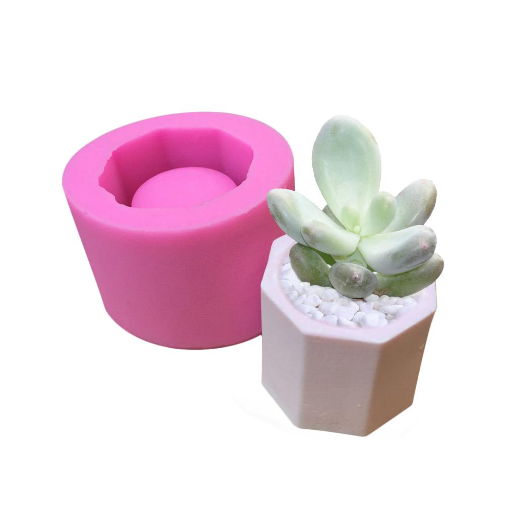 DIY Silicone Pot Molds Form Arts Craft Polygonal Cup Moulds DIY Succulent Flowerpot Clay Plaster Gypsum Mold Concrete Mould