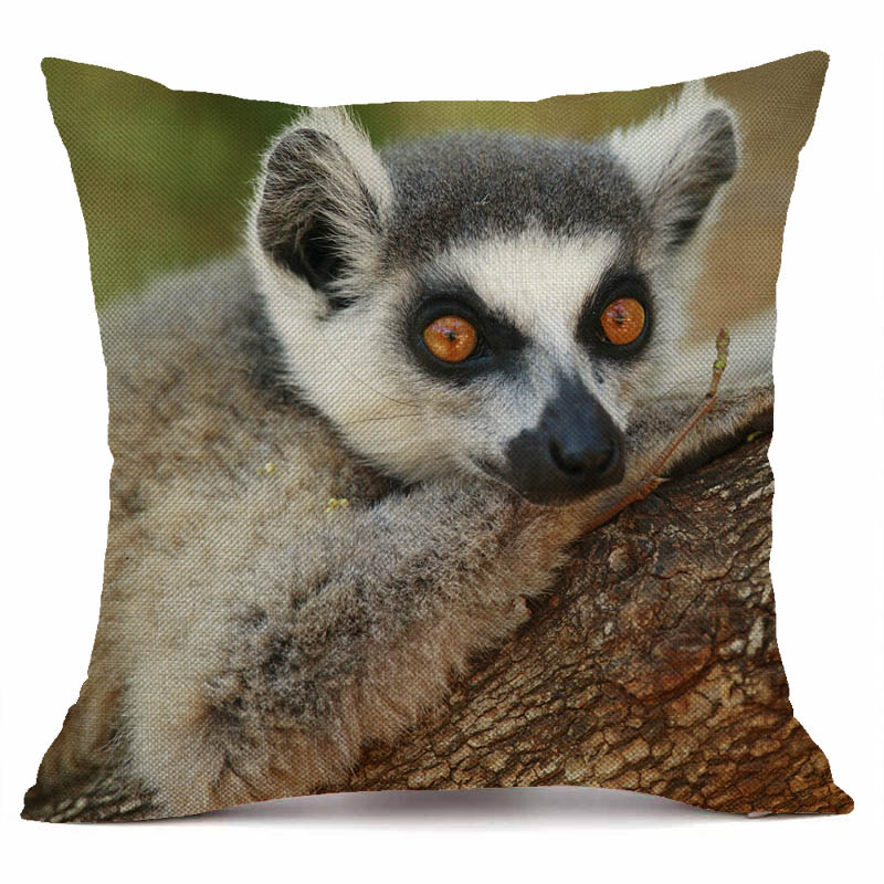 XUNYU Cute Sloth Pattern Linen Pillow Case Home Sofa Square Pillow Cover Animal Cushion Cover 45X45cm BT050