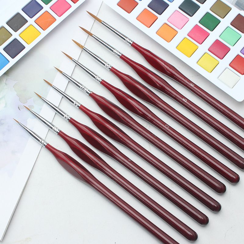 9 Pieces Fine Detail Paint Brush Miniature Painting Brushes Kit Mini Paints Brush Set for Acrylic Watercolor Oil Face Nail Scale