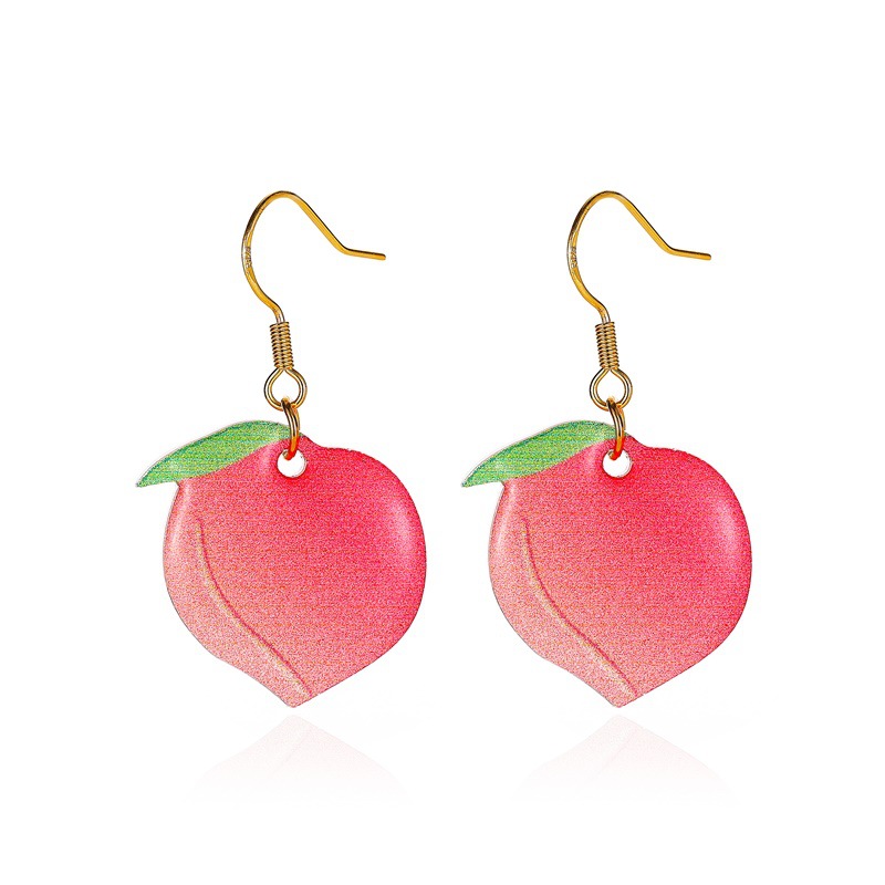 Japanese summer new sweet cute fresh peach Earrings acrylic peach Earrings women's fruit Earrings jewelry