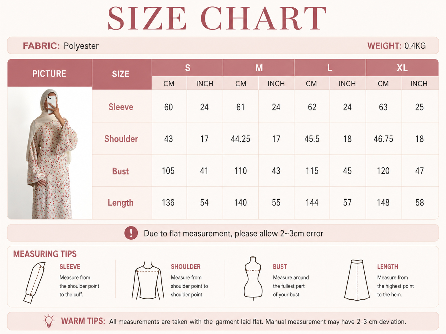 Floral Print Long Sleeve Maxi Abaya for Women