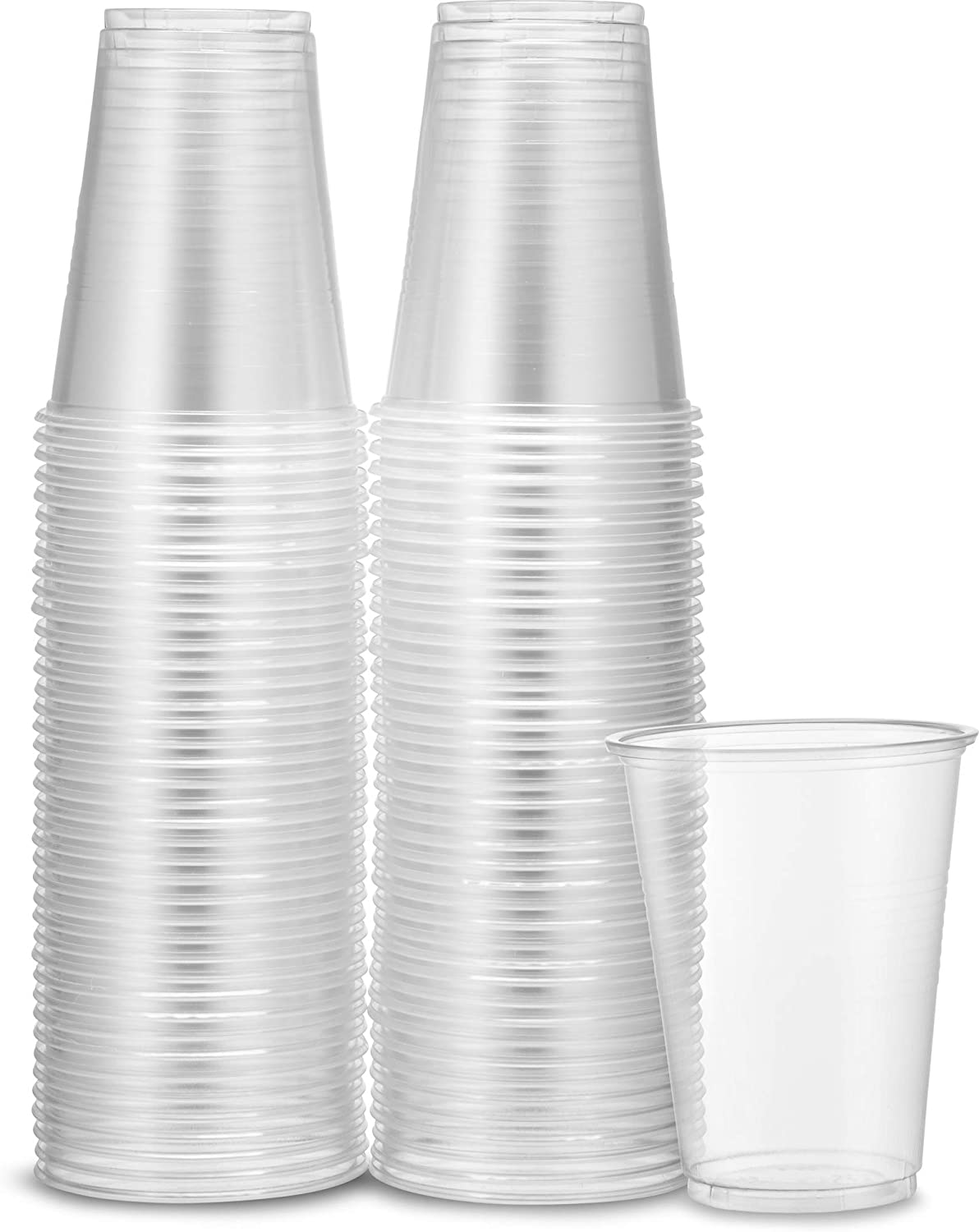 9 oz Plastic Disposable Clear Durable Drinking Cups(100 count), Clear Disposable Plastic Tea Cup Coffee Cups