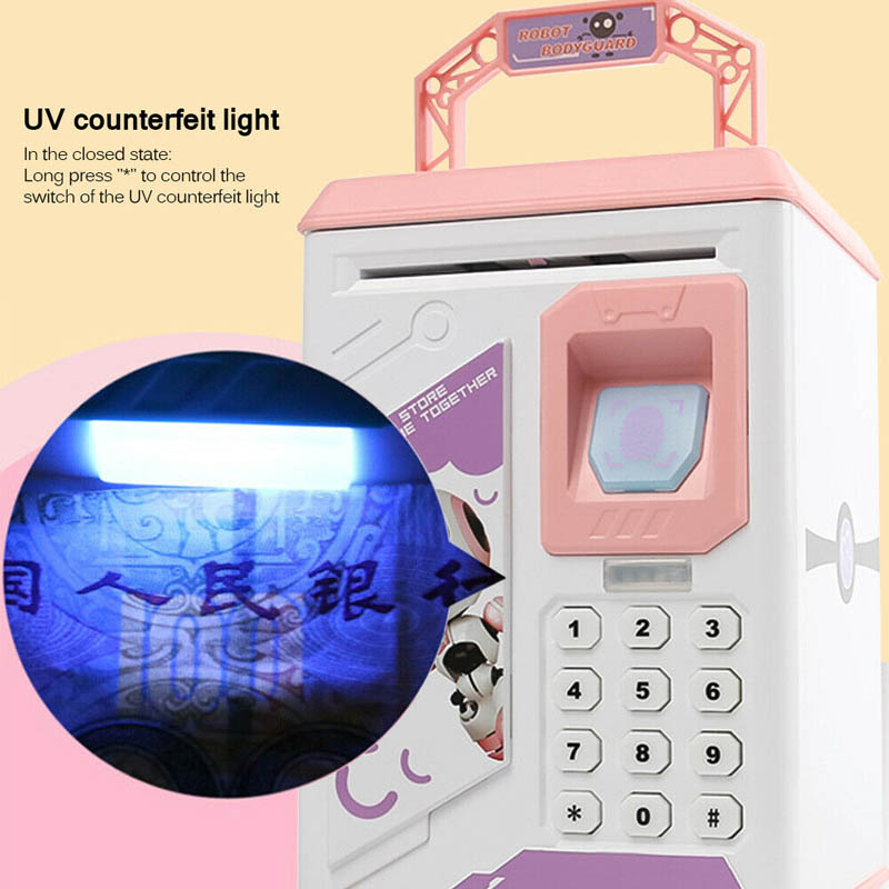 money-box Fingerprint Electronic Piggy Bank ATM Password Money bank Cash Coins Saving Box ATM Bank Safe Box Automatic deposit