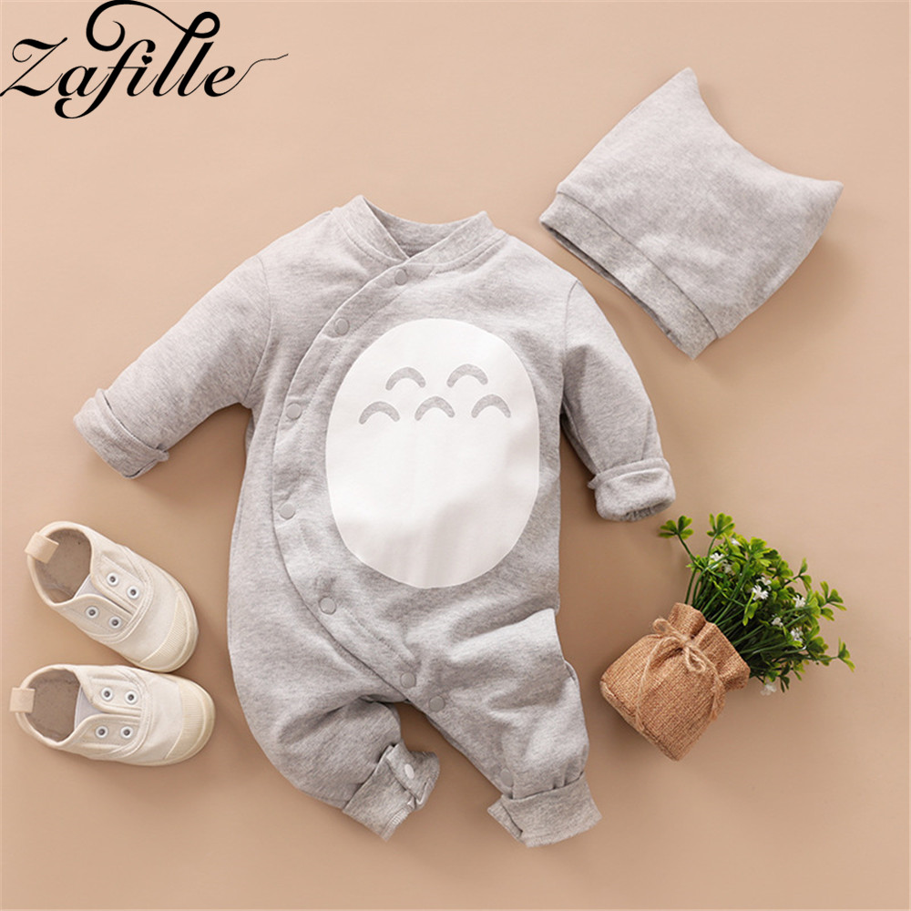 ZAFILLE Baby Boy Romper Solid Baby Boy Clothes Cotton Long Sleeve Cute Totoro Baby Romper Clothes For Newborn Baby Clothes
