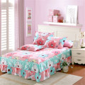 White pink flowers bedding for adult children Bed Covers Mattress Cover skirt pillowcase 3pcs Cotton twin full queen king size