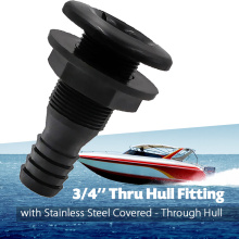 3/4" Thru-Hull Hose Fitting For Boat/Yacht/Sail/RV/Marine Bilge Pump Drain Vent Hose Fitting ABS Plastic & Stainless Steel