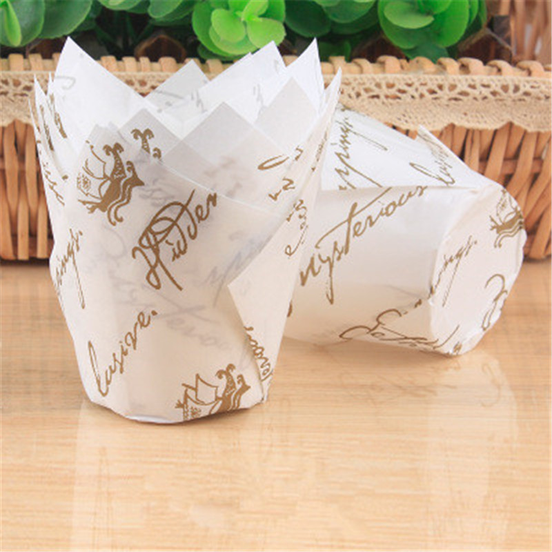 50pc Oilproof Tulip Muffin Cupcake Paper Cup Wedding Party Caissettes Baking Cupcake Muffin Wraps Cases Cupcake Liner Baking Cup