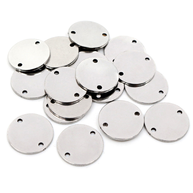 15pc/lot 12mm 15mm No Fade Charms 316 Stainless Steel Round Charms for necklace pendant charms diy jewelry making