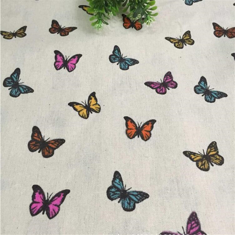 Butterfly Printed Canvas Fabric Cotton Linen Sewing Fabric DIY Patchwork Quilting Material Telas Sewing Cloth For Crafts Textile