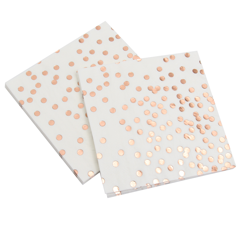 20pcs /lot Rose Gold Foil Dot Paper Napkin For Boy Girl Gender Reveal Party Tissue Napkin Decoration Serviettes 33*33cm