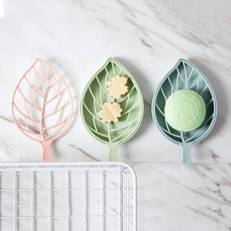 Leaf Shape Soap Holder Non Slip Soap Box Toilet Shower Tray Draining Rack Bathroom Gadgets Soap Dish Soap Tray Holder TXTB1