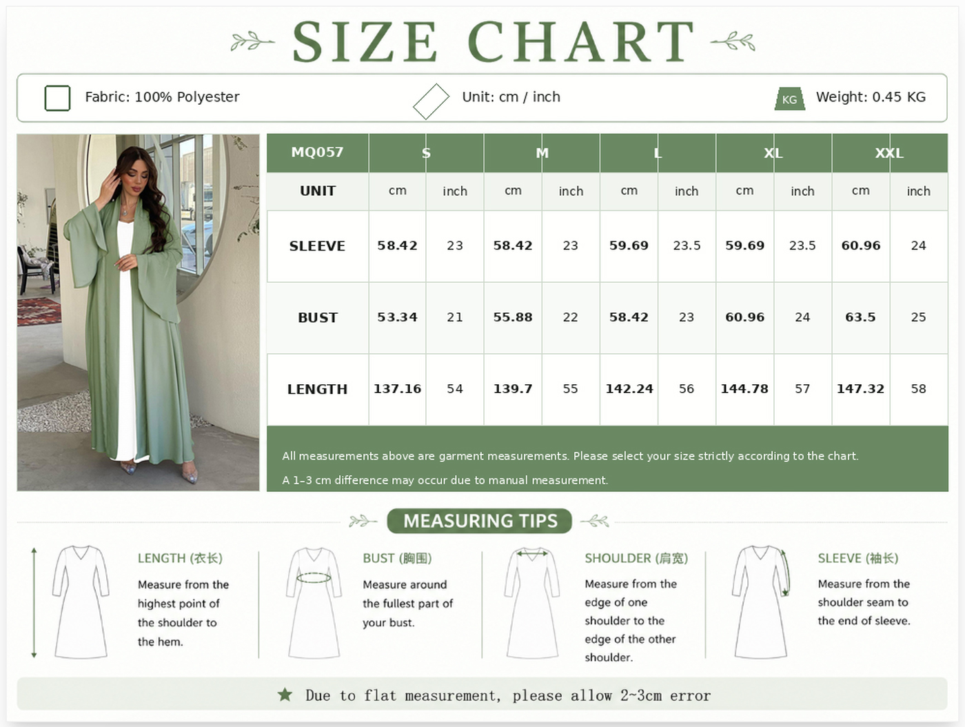 Elegant Ruffle Sleeve Open Kimono Abaya