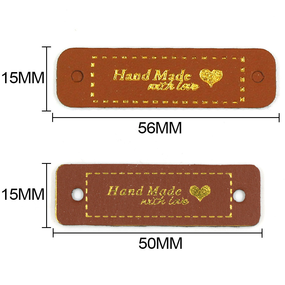 50Pcs Rectangle Handmade With Love Labels Leather Tags Clothing Label DIY Crafts Sewing Materials DIY Crafts For Bags Shoes