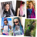 Alileader Long Box Braid with Elastic Band Ponytail Synthetic Hair Extension Braided Ponytail for Kids