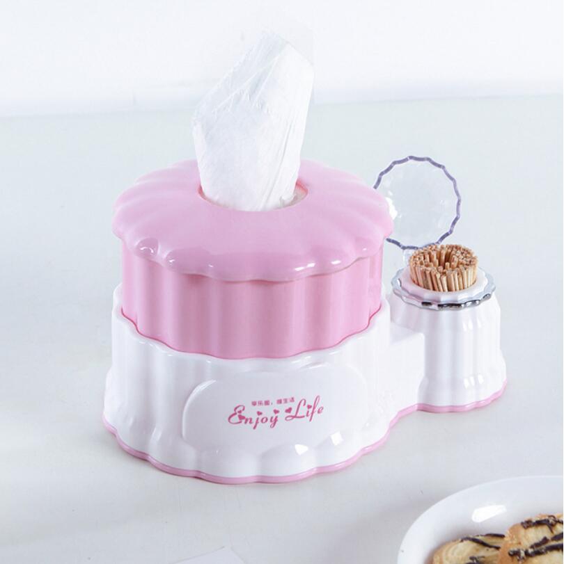 3Colors Multi-function Lifting Style Tissue Box Desktop Storage Box Living Room Table Napkin Tray With Toothpick Holder