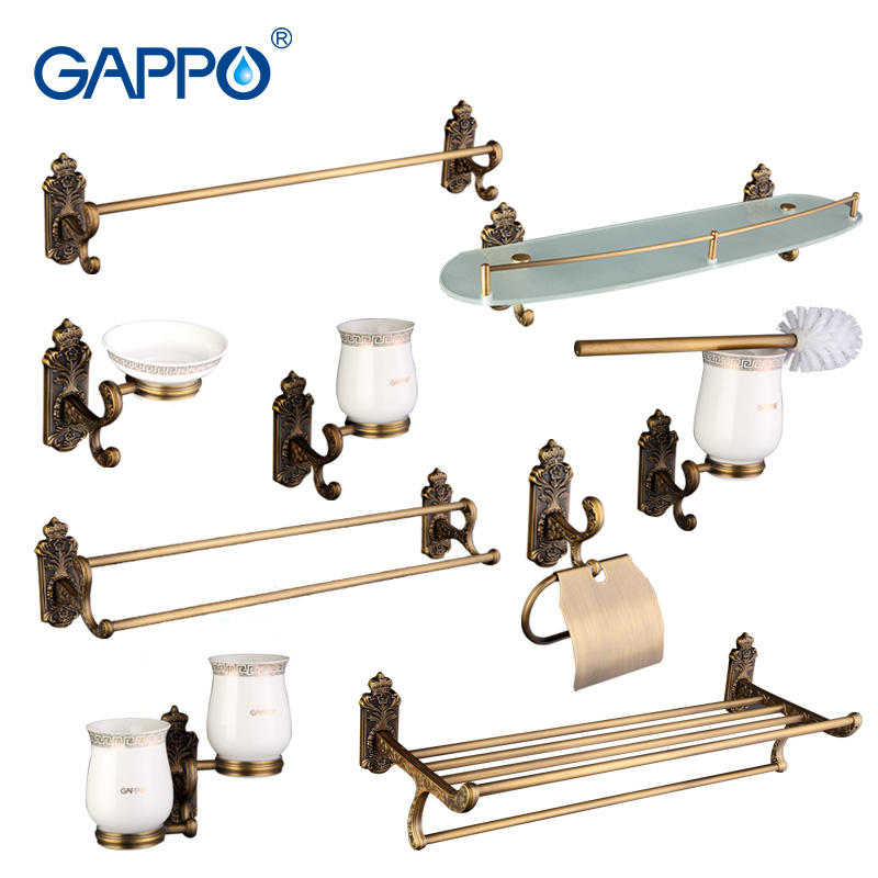 GAPPO Soap Dishes Towel Bars Robe Hooks Paper Holders Cup Tumbler Holders towel rails Toilet Brush wall mount Bath Hardware Sets