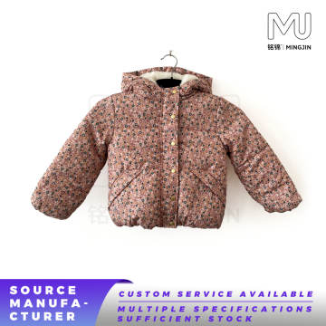 Girls Vintage Ditsy Floral Hooded Puffer Jacket