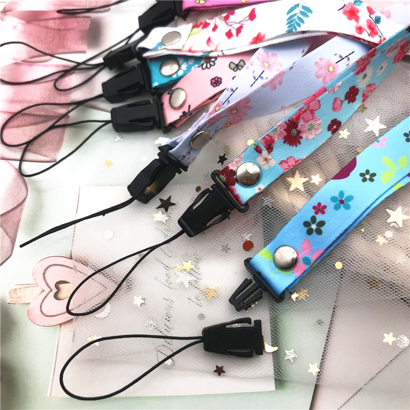 10Pcs/lot Flower Lanyards For Keys USB Phone Neck Strap Hang Rope Student Badge Holders Keychains Lanyard Mobile Phone Straps