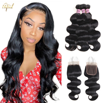 URFIRST Body Wave Bundles With Closure Brazilian Hair Weave Bundles With Closure Human Hair Bundles With Closure Hair Extensions