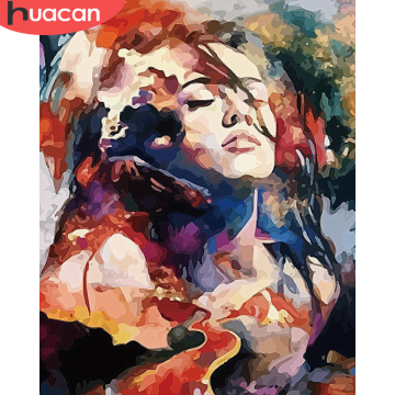 HUACAN Oil Painting By Numbers Woman Coloring By Number Portrait Kits Hand Painted Paintings Drawing On Canvas Home Decoration