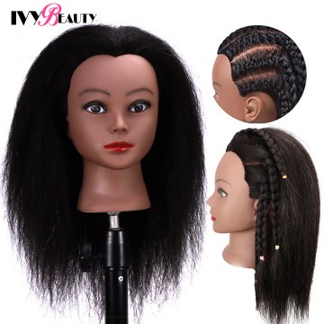 Female Mannequin Head With Hair For Braiding African Mannequin Practice Hairdressing Training Head Dummy Head For Cosmetology