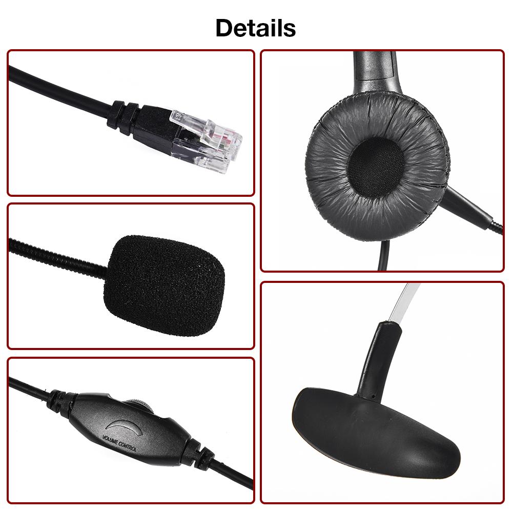 Call Center Wired Headset USB Headset with Microphone Computer Telephone Headphone for PC Landline Telephone