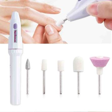 1 Set 5 Bits Electric Mini Nail Drill Machine For Manicure Pedicure Accessory Portable Grinding Gel Polisher Remover File Tools
