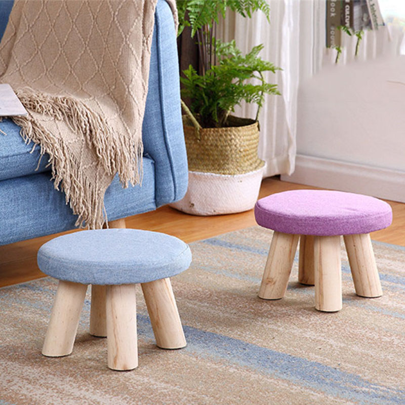 2020Hot Nordic Footrest Seat Stool With Removable Cover 3 Legs Modern Luxury Upholstered Solid Wood Footstool With Ottoman Pouf