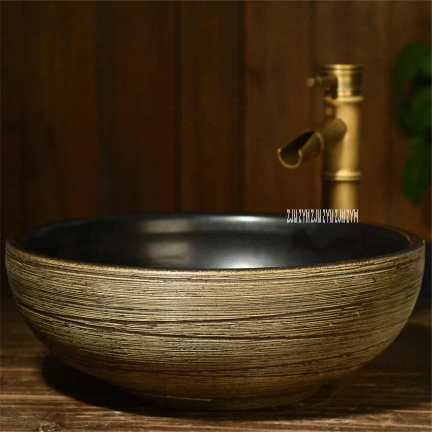 Bathroom Artistic Line Basin Household High Temperature Ceramics Sink Toilet Hand Made Washing Basin Bowl For Hotel Club KTV