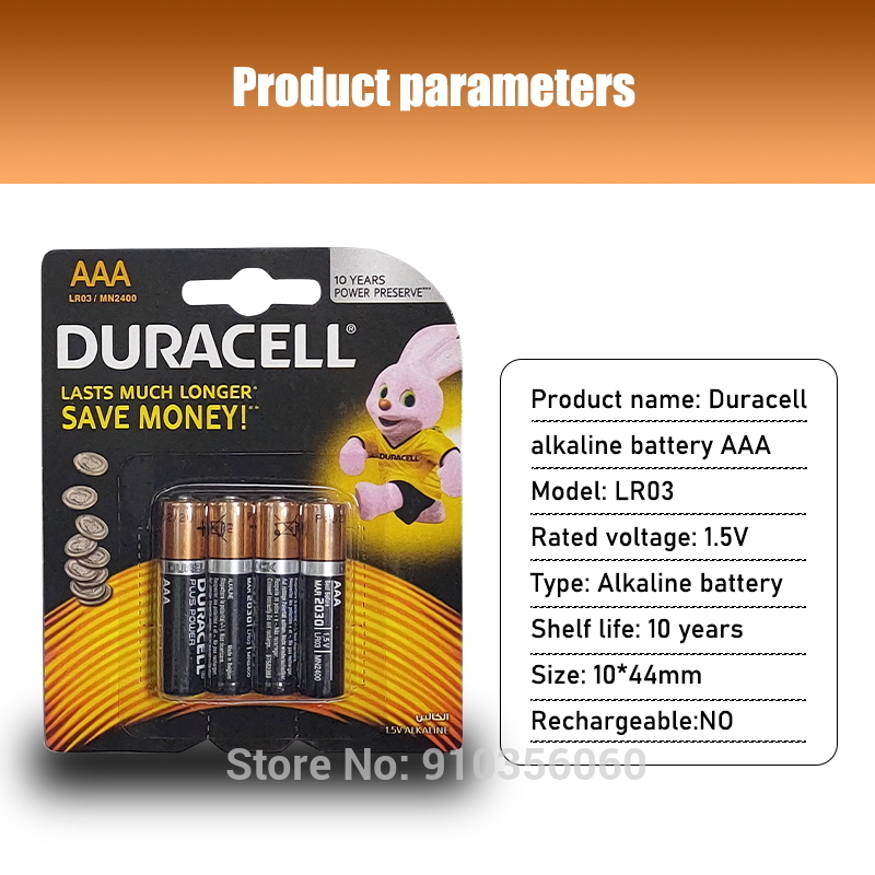 4PCS Original DURACELL 1.5V AAA Alkaline Battery LR03 For Electric toothbrush Toy Flashlight Mouse clock Dry Primary Battery