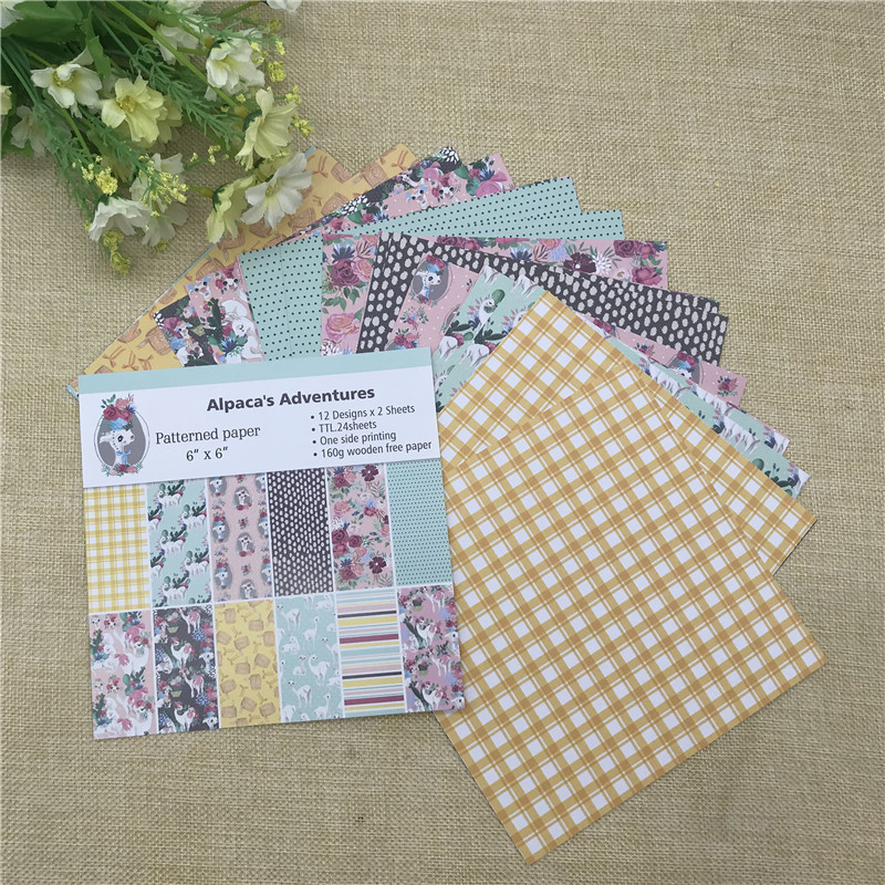24 sheet 6"X6" AlpacaS Adventures patterned paper Scrapbooking paper pack handmade craft paper craft Background pad