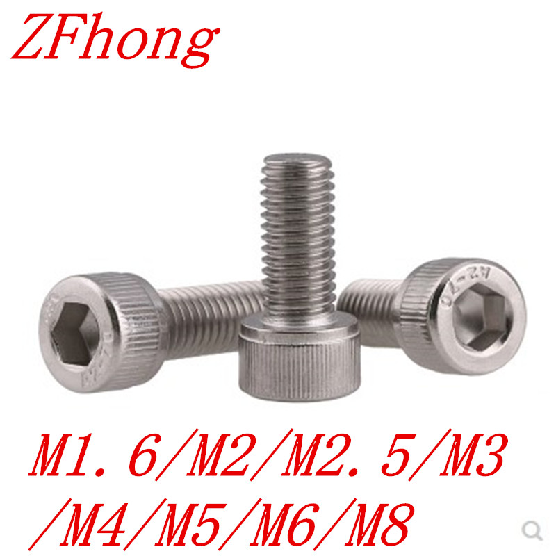 5-50pcs DIN912 M1.6 m2 m2.5 m3 m4 m5 m6 m8 Stainless Steel 304 Hexagon Hex Socket Head Cap Screw