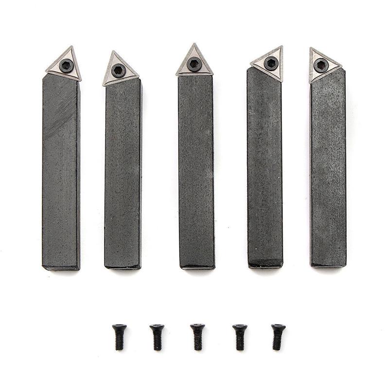 5 PCS/ Pack Indexable Tungsten Carbide Tips Lathe Cutting Tools 10mm Lathe Facing Turning Boring Tools for CNC Machine