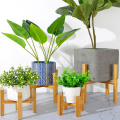 Free Standing Bonsai Holder Home Balcony Bamboo Wood Flower Pot Holder with Foot Pad Smooth Surface Plant Stand Shelf Pot Trays