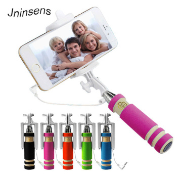 Hot Sale Mini Selfie Stick with Button Wired Cotton Material Handle Monopod Universal for Mobile Phone