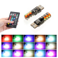2PCS 18 SMD RGB T10 194 168 W5W Car Dome Reading Light Automobiles Wedge Lamp RGB LED Bulb With Remote Controller Flash T10 Led