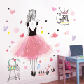 [SHIJUEHEZI] Cartoon Fairy Girl Wall Stickers DIY Butterflies Flowers Mural Decals for House Kids Room Baby Bedroom Decoration