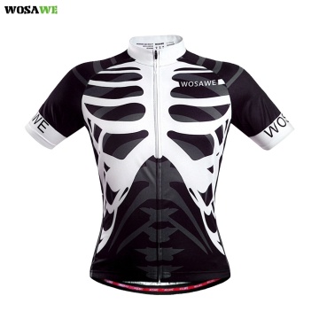 WOSAWE Skeleton Cycling Jersey Polyester Quick Dry Short Sleeve Bike Jersey Mallot Ciclismo Hombre Verano