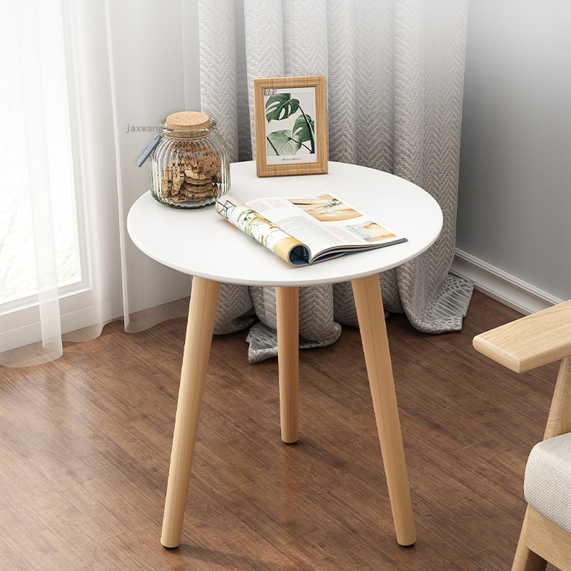 Nordic Solid Wood Bedroom Coffee Tables Simple Modern Living Room Small Round Corner Table Creative Apartment Balcony Side Table