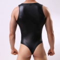 New Cool Sexy Men's Bodysuit Men Piece Suit Leather Bodybuilding Suit Bodysuits Men Undershirt Wrestling Singlet Gay Jumpsuits