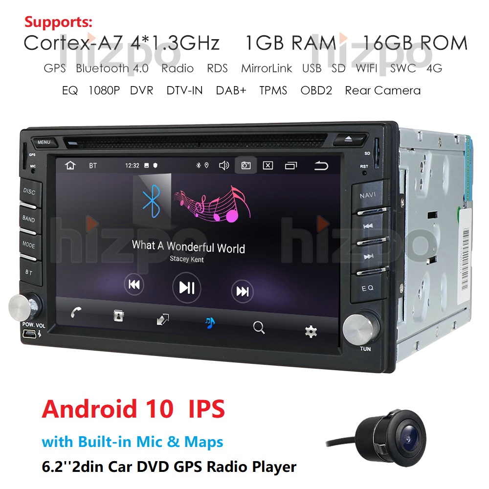 QuadCore Android 10.0 Double 2Din Car Stereo DVD CD Radio Player GPS Bluetooth Car Multimedia Player Autoradio automotivo Camera