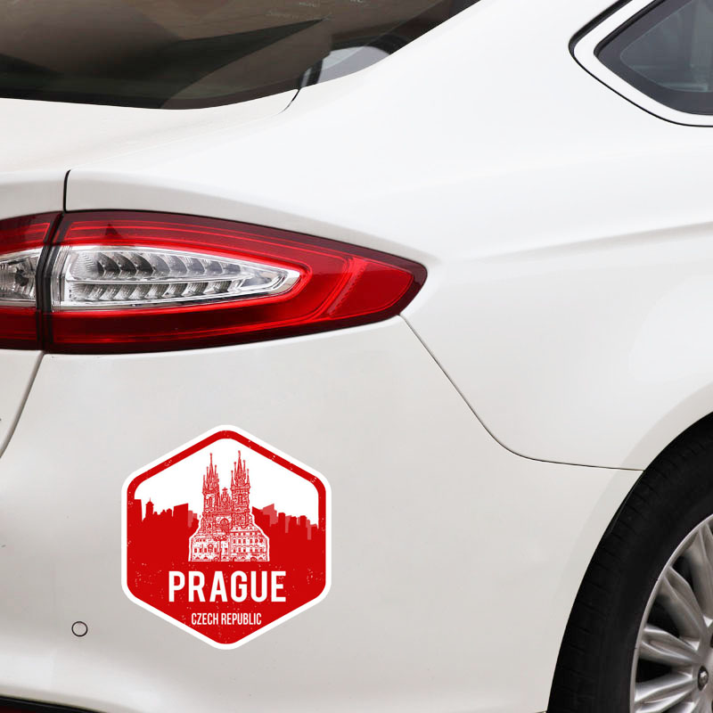 YJZT 10.2CM*10.9CM Car Sticker Prague City Czech Republic PVC Decal Stickers 6-1351