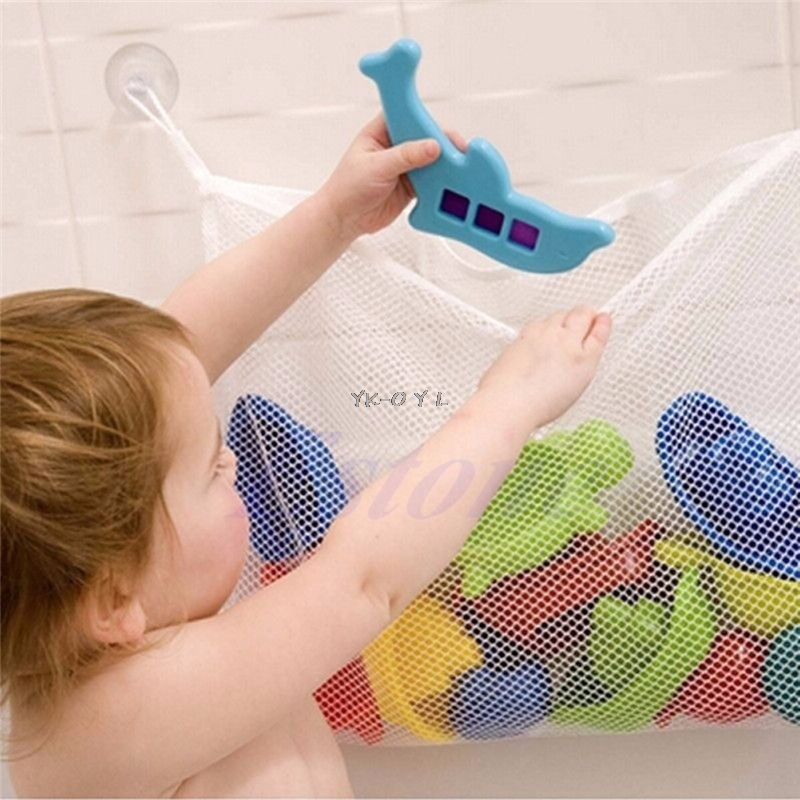 Folding Baby Bathroom Hanging Mesh Bath Toy Storage Bag Net Suction Cup Baskets Shower Toy Polyester Organiser Bags