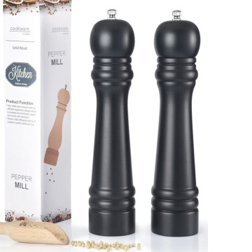 Salt and Pepper Mills, Solid Wood Pepper Mill with Strong Adjustable Ceramic Grinder Manual PU Paint Pepper Grinder Kitchen Tool