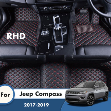 RHD Carpets For Jeep Compass 2019 2018 2017 Artificial Leather Waterproof Car Floor Mats Foot Pads Auto Accessories Interior