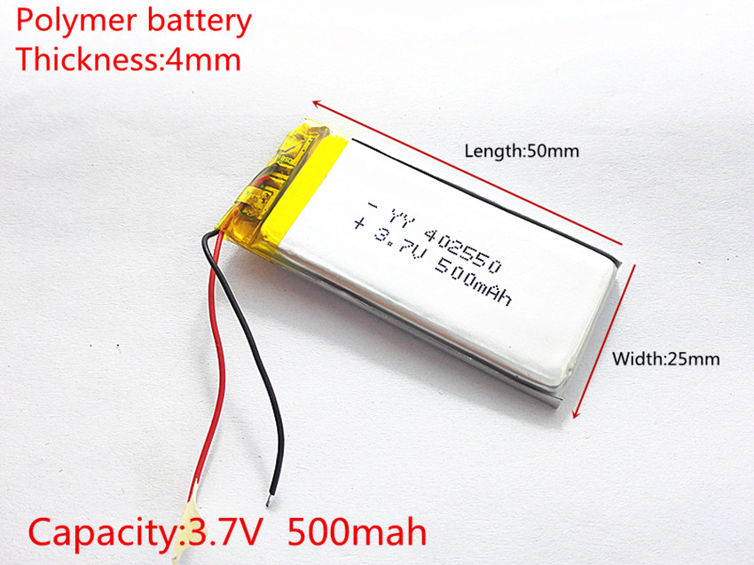 3.7V 500mAh 402550 Lithium Polymer Li-Po li ion Rechargeable Battery cells For Mp3 MP4 MP5